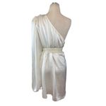 SELMACILEK One Sleeve Mini Dress in Ecru XSmall New Womens Satin Cocktail White Size XS Photo 3