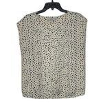 Ann Taylor LOFT Petites Sleeveless Top Size MP Light Yellow Black Gray Splotches Photo 0