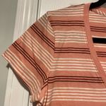 Madewell NWOT Size S Burgundy Pink Striped V Neck Short Sleeve Cotton Tee Shirt Photo 2