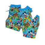 NWT Bad & Bamboojee Disney Christmas Joggers Mickey Minnie Gingerbread Sz. Small Blue Photo 10