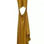 Free People NEW  Beach Bethany Midi Dress Cut-Out Asymmetrical Skirt Mustard Sz L Photo 3