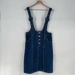 Cloud Ten  Denim Skirtall Cotton Dark Wash Button Front Adjustable Straps Overall Photo 1