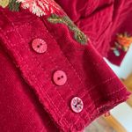 Johnny Was  Red Corduroy Floral Embroidered Jacket Boho Bohemian Size Small Photo 6