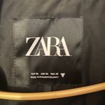 ZARA  Black Faux Leather Puffer Jacket  XL Cropped Mock Neck Gorpcore Streetwear Photo 4