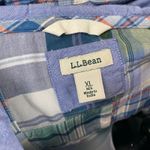 LL Bean Anorak Madras Patchwork Plaid Pullover Hoodie Jacket Women’s XL 90s Blue Photo 9