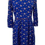 Boden Fit & Flare Mini Dress Allover Autumn Leaf Print Blue Flowy Womens 8 Photo 1