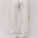 By Samii Ryan Smiley Rainbow Sweatpants Women's Small Gray Elastic Waist Printed Photo 1