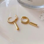 18K Gold Plated Circle Bar Dangle Drop Earrings for Women,Huggie Hoop Earrings Photo 1