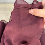 Joie Imperfect  long sleeved smocked top sheer overlay/sleeves deep wine large Photo 2