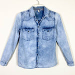Marfinno Light Blue Chambray Denim Long Sleeve Button Up Shirt Photo 0