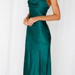 Hello Molly  NEW Lychee Martini Satin Midi Dress Forest Green Cowl Neck Photo 2