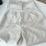 ZARA High Rise Ecru Cream Straight Leg Trousers with Waist Tie Size Small Photo 3