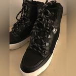 Madden Girl  women black leather platform wedge Negan sneakers US 7 Photo 4