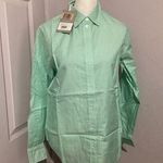 Everlane  The Silky Cotton Relaxed Long Sleeve Button Up Shirt Striped Mint 0Flaw Photo 0