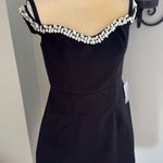 Monique Lhuillier  Blaire Embellished‎ Off the Shoulder Minidress, Black 8 NWT Photo 1