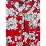 Sami & Jo Red Floral Sheer Pullover Roll Tab Sleeve V-neck Top 2x Photo 3