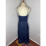 J. McLaughlin  Emilia Navy Blue Linen Wrap Maxi Dress Medium M Photo 5