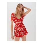 Urban Outfitters  UO Lula Red Floral Short Sleeve Romper XS Photo 0