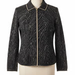Drapers & Damons Cardigan Large Black Gold Metallic Zip Zig Zag Shimmer Glam Photo 0