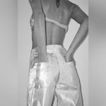 ZARA Silver Metallic ZW BOYFRIEND MID-RISE STRAIGHT LEG RELAXED JEANS Size 8 NEW Photo 4