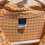 Old Navy Women's Orange Gingham Cap Sleeve Button Up Shirt Size Large Beachy Photo 3
