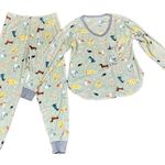 Cuddl Duds  Honeycomb Fleece Pajama Top & Pajama Joggers Set Mint Dogs XS Photo 0