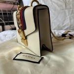 Gucci Sylvie White Leather Flap Chain Crossbody Shoulder Bag with Metal Buckle Photo 3