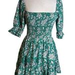 Perry Walker collective paisley floral smocked mini dress Green Photo 0