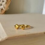 Two Hearts Gold Bow Petite Ring “Angel” Classic Girly Femme Band Stacking Neutral Jewelry Photo 3