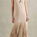 Adriana Degreas Tricot Fringe Maxi Dress Beige Womens Size Large Photo 0