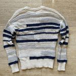 Madewell  Women's Beige Blue Striped Cable Bobble Pullover Sweater‎ XS Photo 4