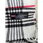 Luxurious 100% Cashmere White and Black Plaid Scarf Photo 1