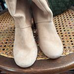 Sam Edelman Taylan Tan Leather Fringe Pull On Tall Stacked Heel Boots Photo 5