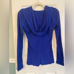 EXPRESS  | Royal Blue Long Sleeved Hooded Shirt, Size M Photo 3