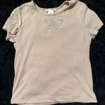 Chic Butterfly Embellished Short Sleeve Tee Photo 0