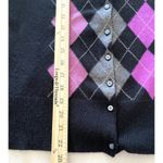 Apt. 9  Cashmere Womens Black Button Down Argyle Cardigan Sweater Sz L Photo 7