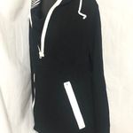 Izzue Black Pullover Hoodie with white Contrast Zippers Size M Photo 3