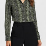 FAVORITE DAUGHTER The Take Me Seriously Long Sleeve Satin Top, Serpiente, Medium Black Photo 0