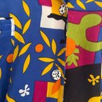 Sunny Leigh  100% silk vintage vibrant floral collared blouse medium Photo 3