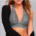 Free People Lace Halter Bralette Blue Floral Sheer Stretch Bra Small Sexy Cute Photo 0