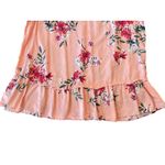 st. john's bay St. John’s Bay Peach Floral Tunic Top XL Rayon Tassel Tie Neck Boho Style Photo 9