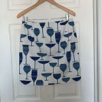 Talbots  Martini Wine Glass Skirt White Blue Size 6 Photo 1