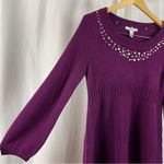 Style & Co  Large Plum Jewel Tone Scoop Neck Sweater Dress Fall Winter Embellish Photo 2