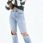 PacSun High Rise Ripped Knee Dad Jeans Light Blue Wash Size 25 Photo 0