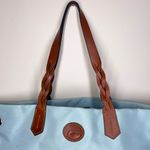 Dooney & Bourke  Nylon Shopper Tote Purse Leather Strap Shoulder Bag Baby Blue Photo 3