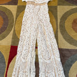 Lulus Off White Nude Crochet Lace Sleeveless Pants Jumpsuit Boho Chic Size Small Photo 0