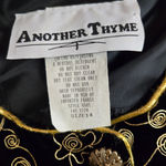 80s Vintage Black Velvet Gold Metallic Brocade Embroider USA Made Jacket Size 14 Photo 6