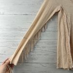 Free People  Cream Fringe Sleeve Scoop Neck Top Size XS Photo 5