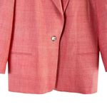 Orvis VTG 100% Silk Woven Blazer Jacket One Button Front Coral Pink Salmon Sz 10 Photo 3