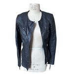 Topshop  Kate Moss Black Leather Jacket Women’s Size 4 US Asymmetric Zip Iconic Photo 3